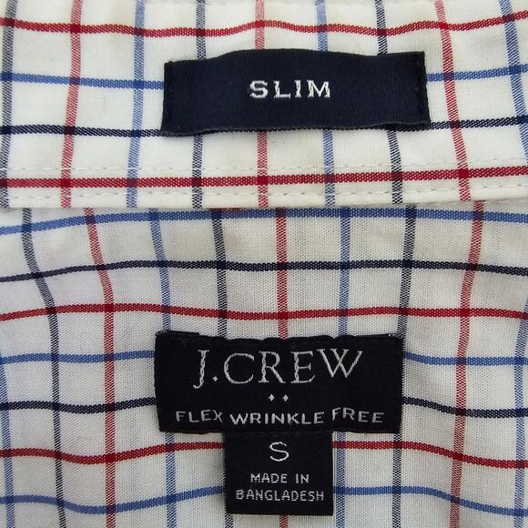 J. Crew Flex Wrinkle Free Dress Shirt Slim fit Men S Tattersall Check L/S - Picture 9 of 11